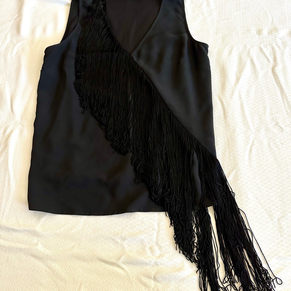 Trouvé Women’s Black Fringe‎ Top - Picture 2 of 6
